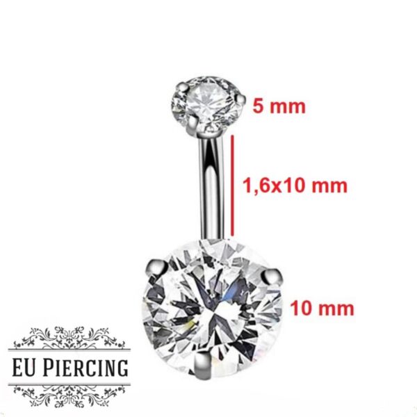 Double Zircon Stone Belly Piercing