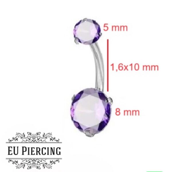 Double Zircon Stone Belly Piercing